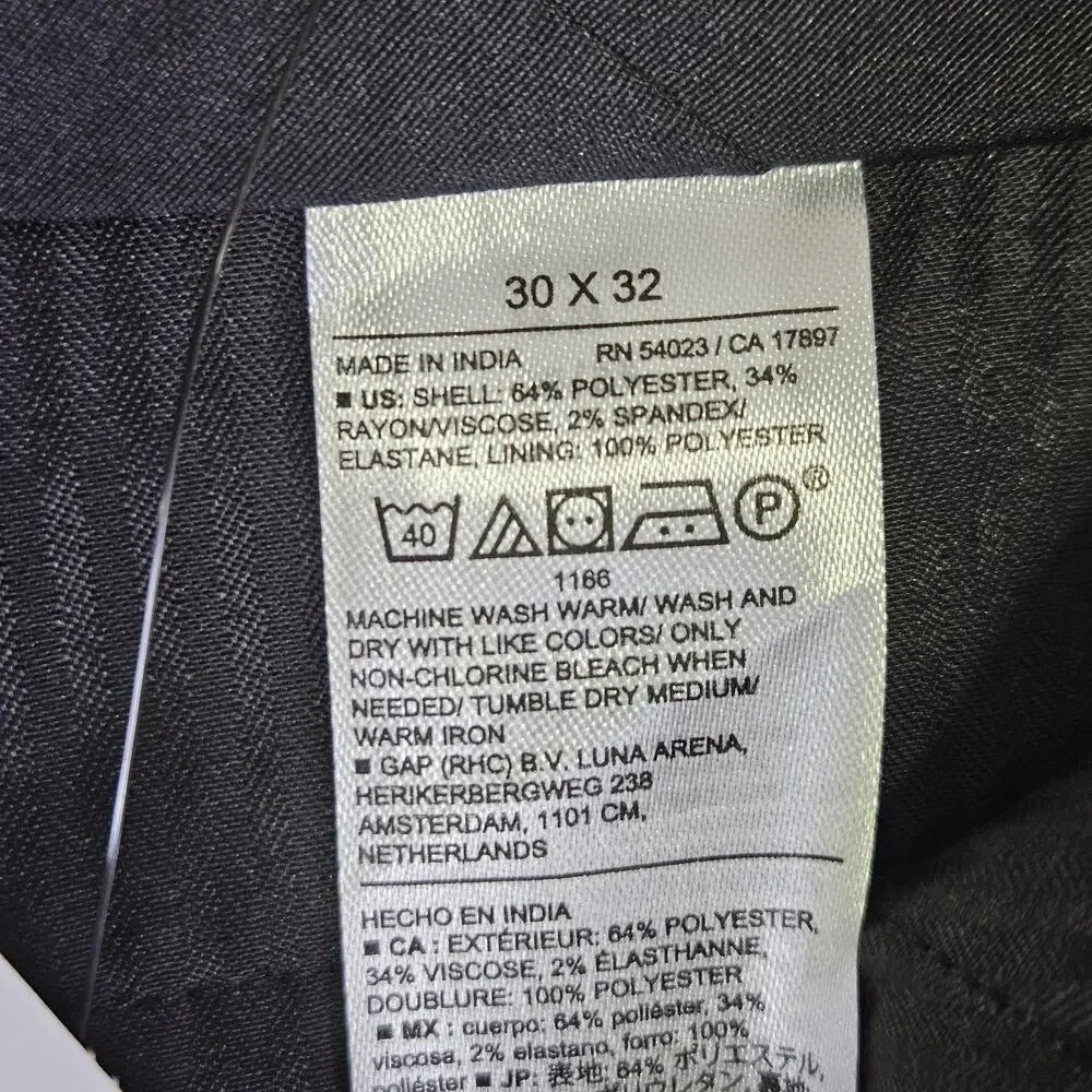 Banana Republic Mens 32x30 Flannel Herringbone Trouser Tailored Dress Pant Gray